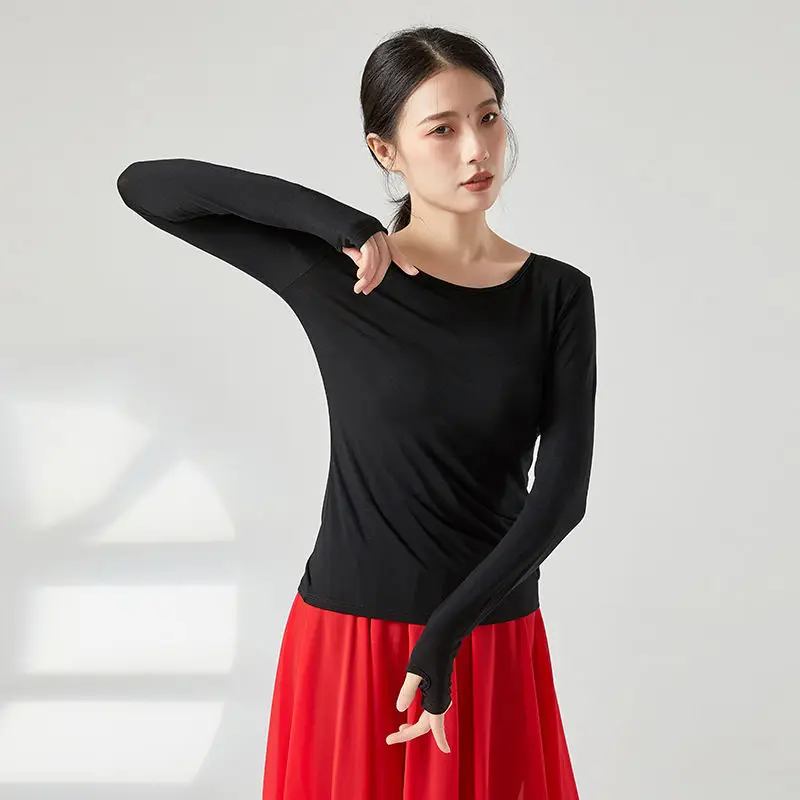Trajes de danza moderna, ropa de entrenamiento de danza suelta para adultos, ropa de entrenamiento de Yoga superior para mujeres