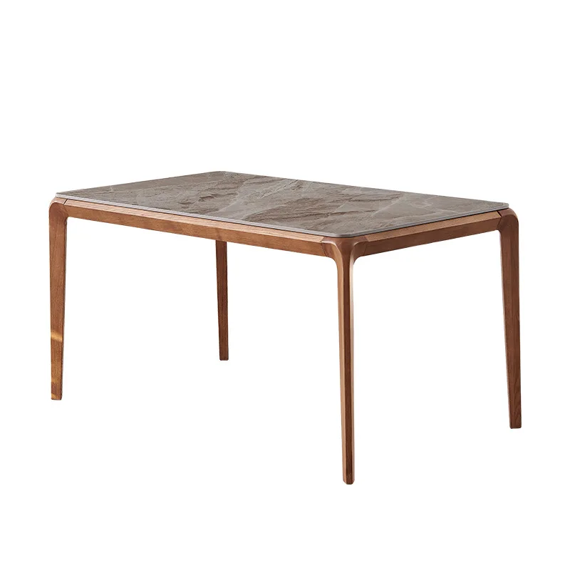 

Solid wood ash wood dining table, small apartment rectangular rock slab