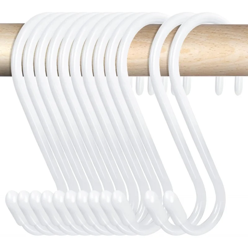 24 Ganci a S bianchi da 4-1/2 pollici appesi, ganci a S grandi rivestiti in vinile resistenti, armadio con rivestimento in gomma metallica in acciaio Ro