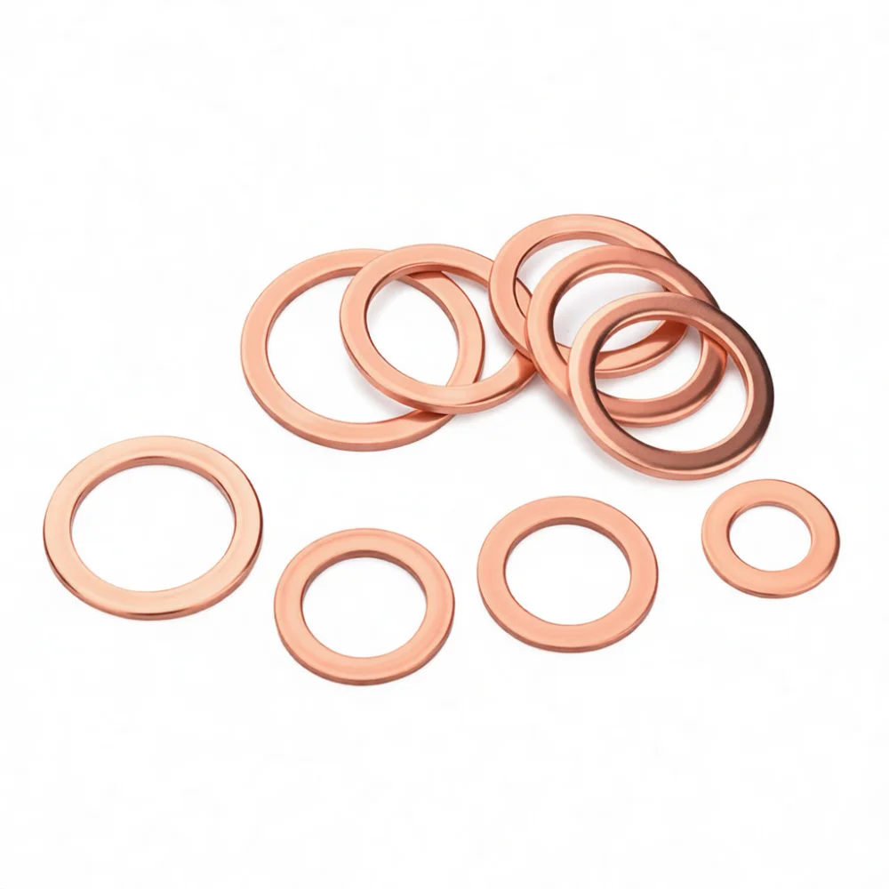 Solid Copper Flat Washers M5 Seal Gaskets Metal Fasteners For Plumbing Mechanical Assembly Hardware Engineering Projects