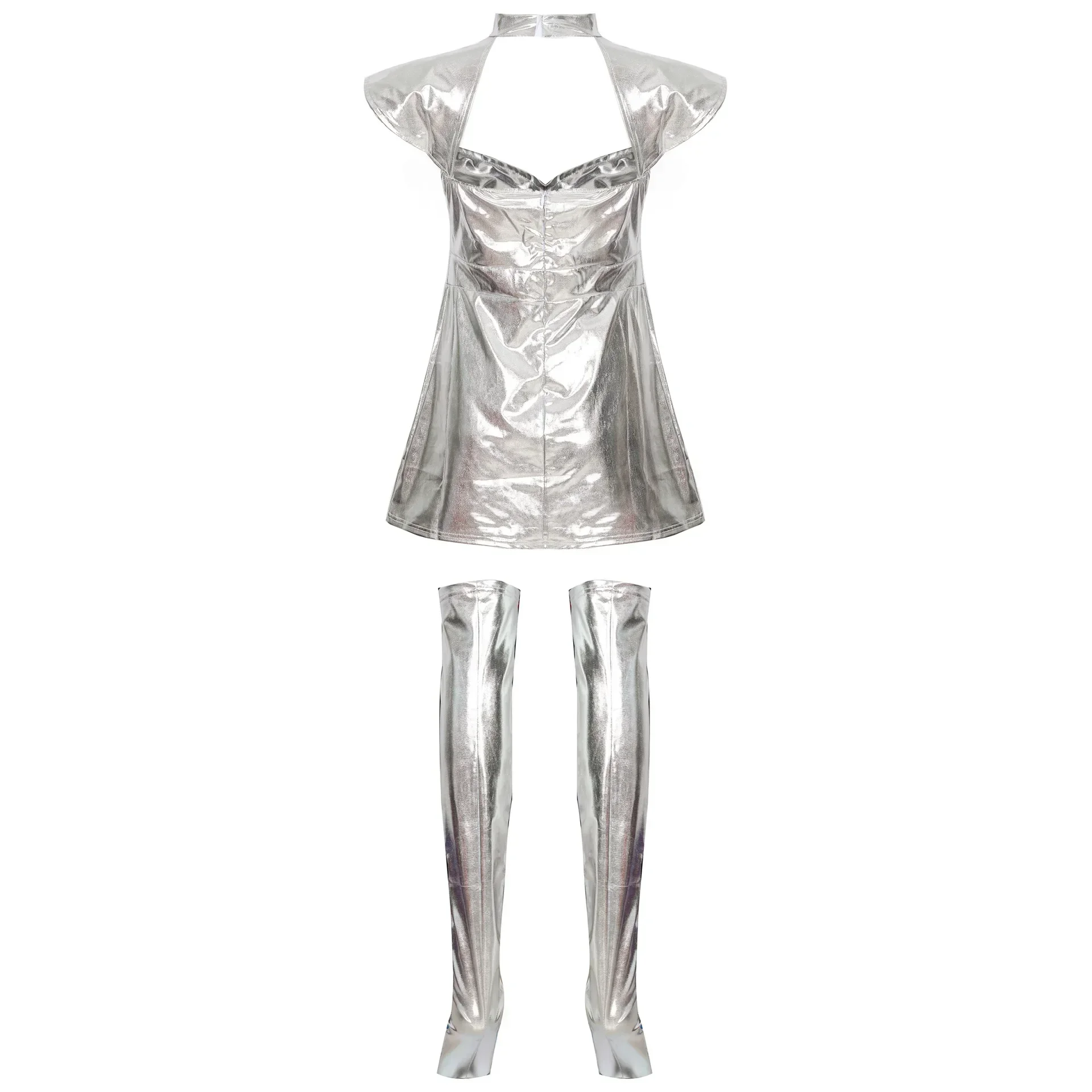 Schönes Mädchen Halloween Weltraum kostüm Cosplay Planet Silber Zinn Mann Uniform Performance Bühnen kostüm