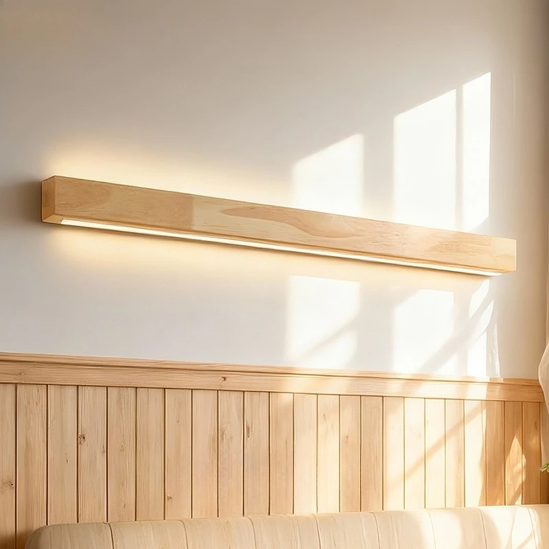 Japanese Minimalist Wall Lamps Wooden Strip LED Wall Sconces Living Room Bedroom Hotel Dining Room Cafe Embellish Light Fitting