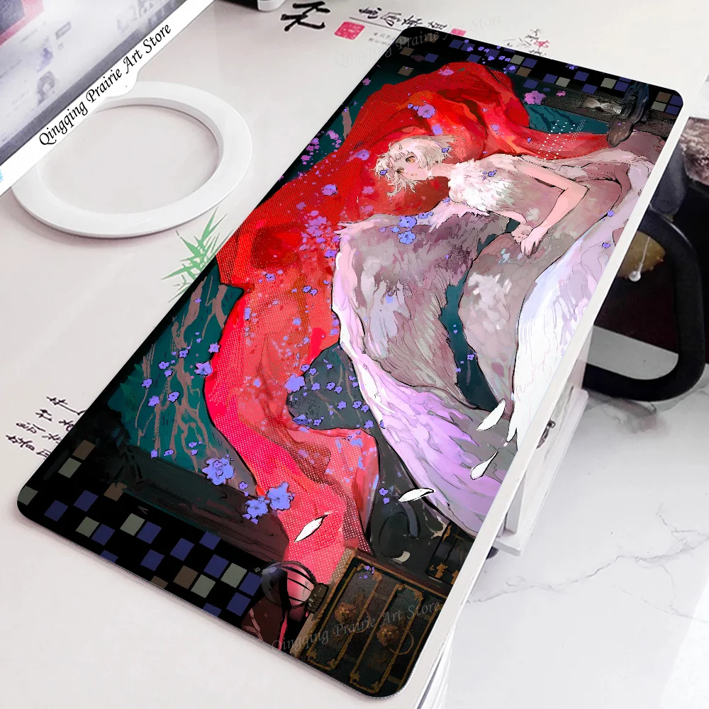 

Anime Girl With Wings Mousepad Mouse Mat Desk Mat With Pad gaming accessories Prime Gaming XXL Keyboard Pad