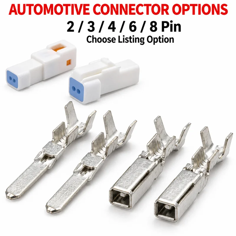 2 3 4 6 8 Pin White Electrical Automotive Connector Options Male Female Housing and Terminal Choices for Wiring