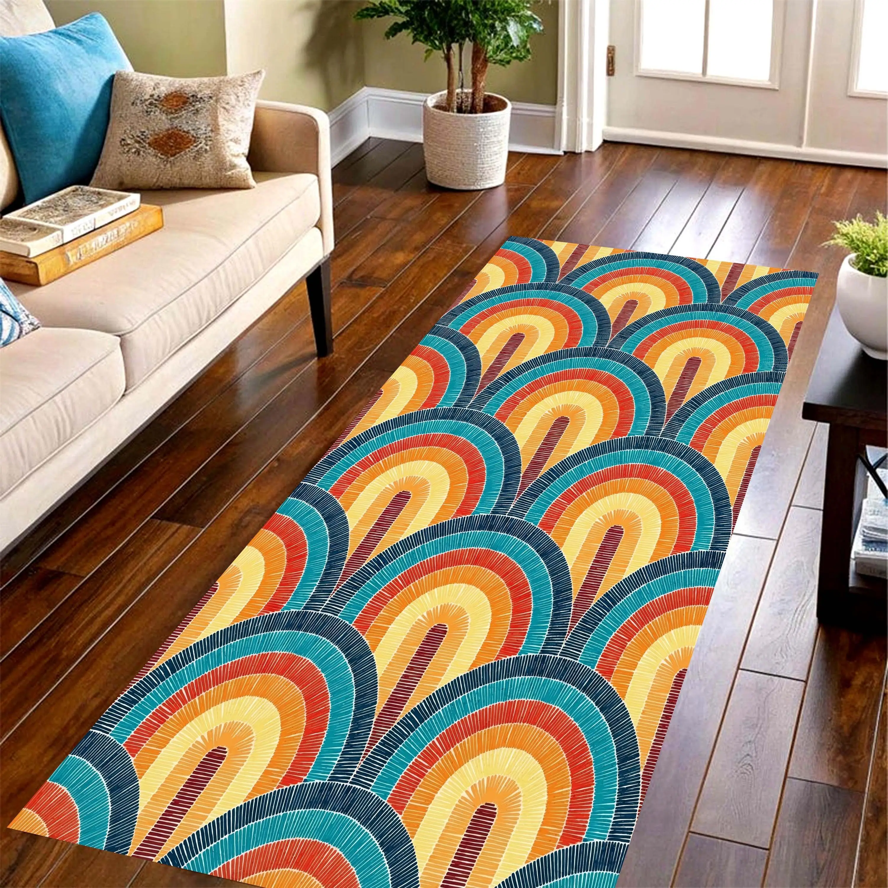 Teal Scale Geometric Long Runn - đánh giá và giá Commercial Kitchen Tile Flooring