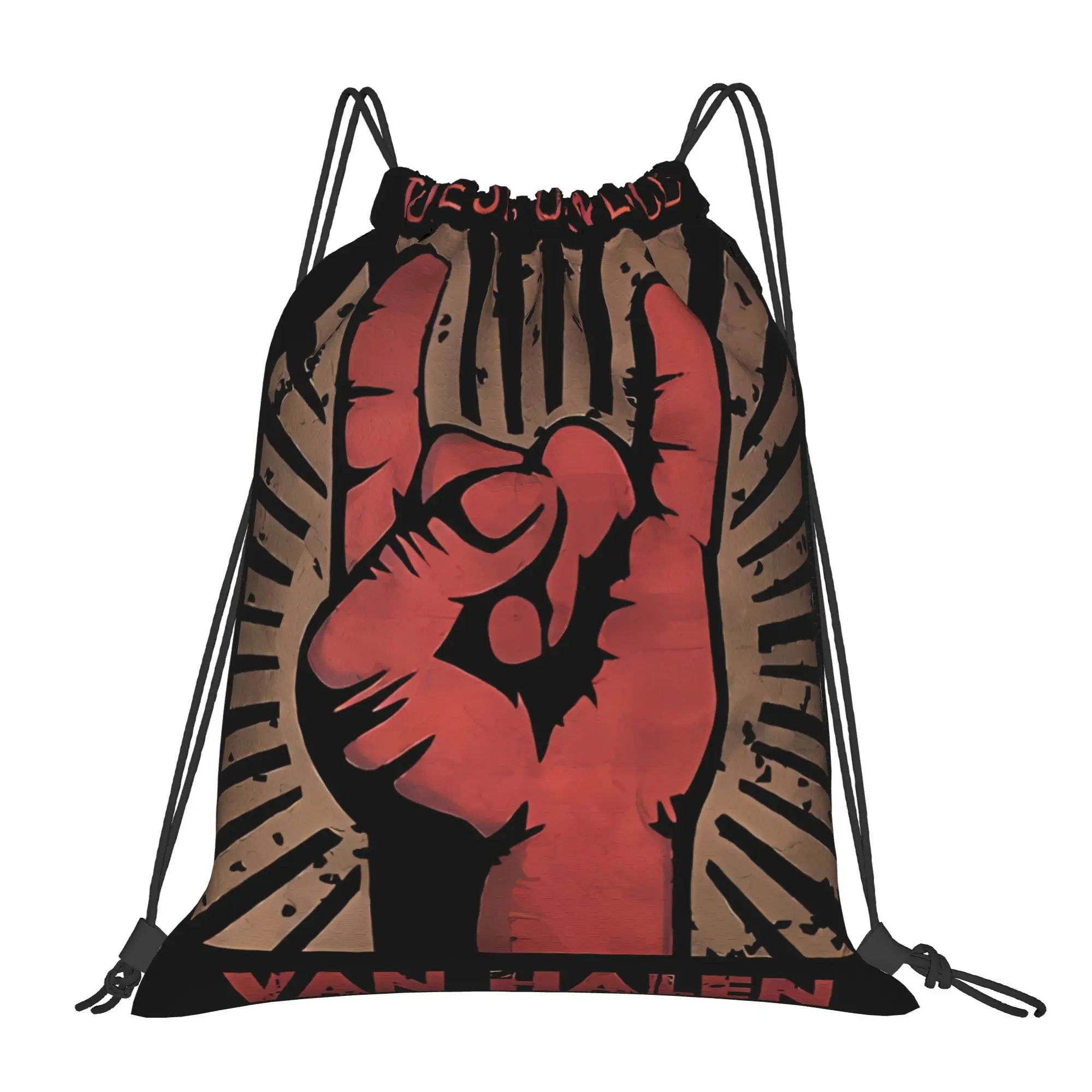 rock Music Van Halen Portable Hiking Drawstring Bags Riding Backpack gym bag Storage Backpacks