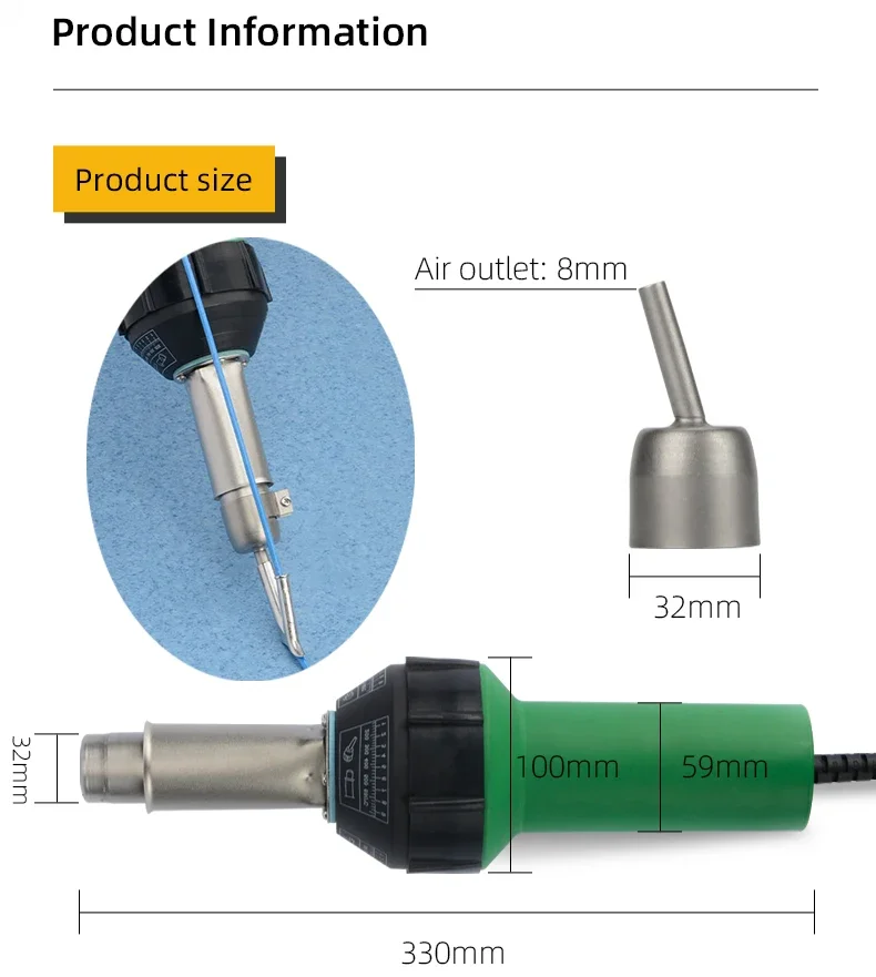 Pistola de soldadura de plástico de 1600W, soldador eléctrico de potencia estable, máquina de soldadura geométricas con varias boquillas