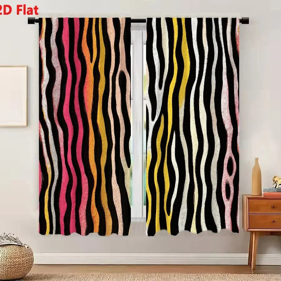 Vibrant Abstract Stripe Curtain Panels for Living Room Home Decor Window Treatment 50 Percent Light Filtering