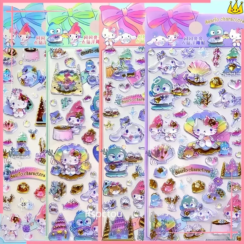 

3D-наклейки с рельефным изображением Hello Kitty, Cinnamoroll, My Melody для украшения чехлов для телефонов, кружек, блокнотов, подарки для студентов на праздники