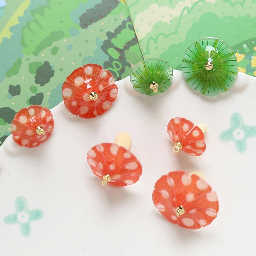 

5 Pcs Cartoon Mushroom Pendant Pendants Mini Ornaments Exquisite Resin Earrings