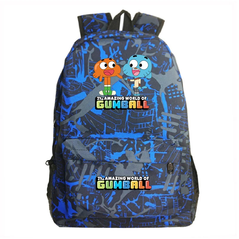 The Amazing World of Gumball Backpack Boys Girls Cartoon Rucksack Large Capacity Students Bookbag Unisex Outdoor Travel Bagpack