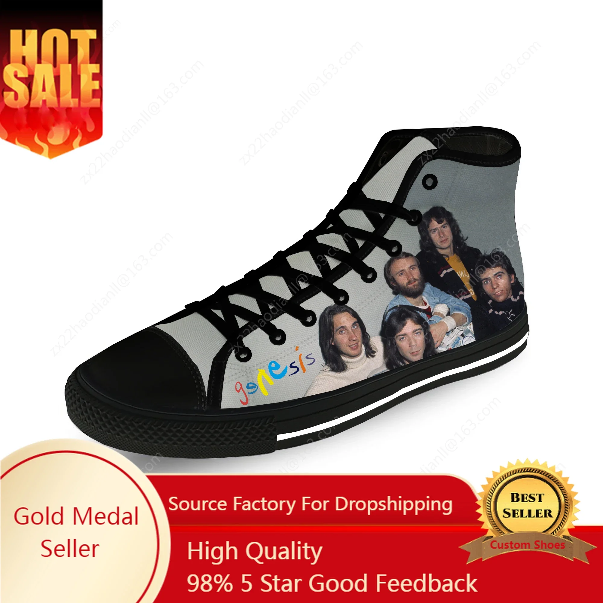 

Rock band High Top Sneakers Genesis Mens Womens Teenager Casual Shoes Running Shoes 3D Print Breathable Lightweight shoe