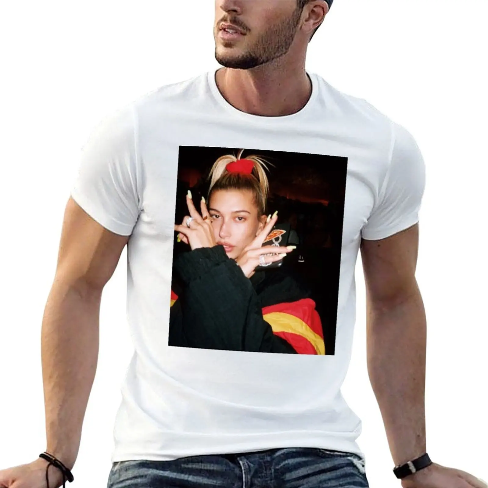 

Hailey Baldwin Bieber T-Shirt man t shirts high quality luxury brand t shirt man cotton T-Shirt
