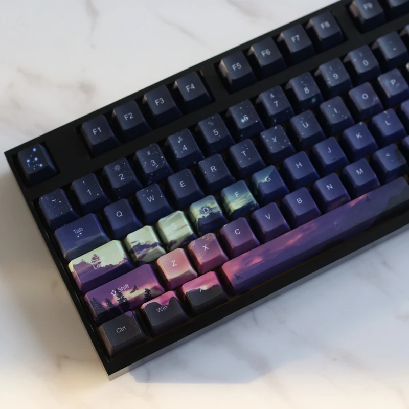 104 Keys/Set Sunset Starry Sky Theme PBT Sublimation Keycaps OEM MX Keys for Mechanical Keyboard DIY Custom for GH60/87/104