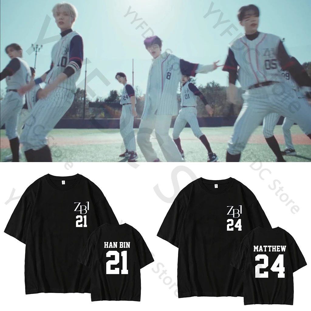 Camiseta ZEROBASEONE ZB1 Kpop Hanbin MATTHEW Woohyun JIWOONG HAO Ricky Camiseta con estampado de letras Fans ZEROSE ‌ Camiseta de manga corta de algodón