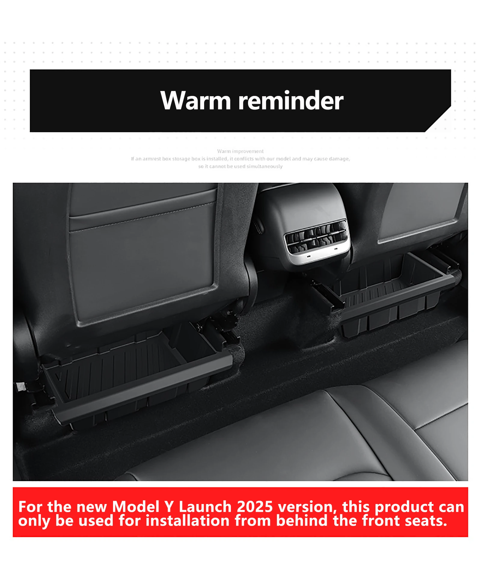 For Tesla Model Y 2024 Under Seat Storage Box Car Accessories Model Y Launch 2025 Drawer Type Organizer Storage Lower Box Tray