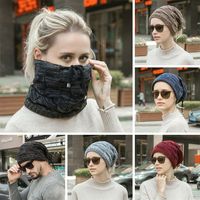Fashion Men/Women Stretchy Knitted Beanies Hat Solid Snood Scarf Warm Beanie For Womem Autumn Winter Male/Female Beanie Cap
