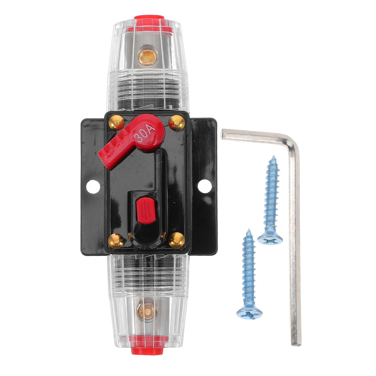 

1Set 30A Resettable Fuse Holder Inline Circuit Breaker for Car Marine Trailer Audio System Protection Inline Circuit Breaker