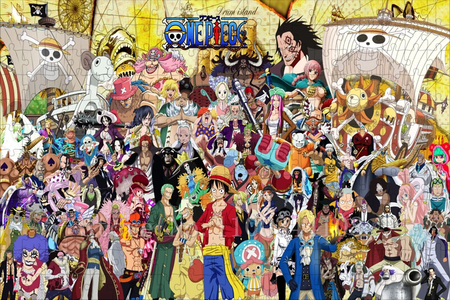 300/500/1000 PCS One Piece Wooden Puzzles for Adult Teens Japan Anime Character Jigsaw Puzzles Decompressing Toys & Hobbies