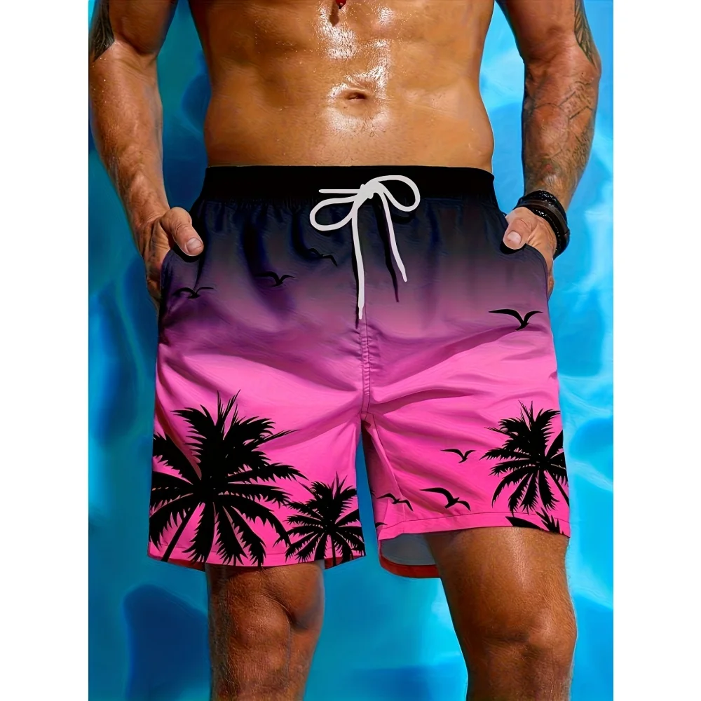 Men Beach Shorts Men's Palm Tree 3D Print Summer Swimwear for Men Fashion Casual Male Swimming Man Surf Board Shorts Beachwear