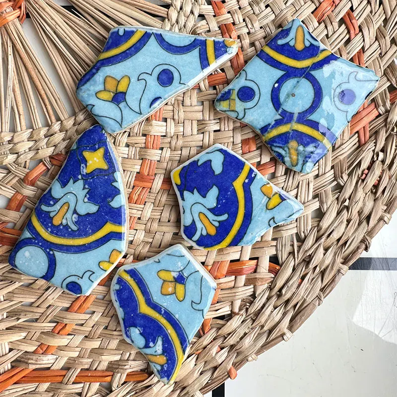 100 جرام متعدد الألوان غير النظامية السيراميك بلاط الموزاييك DIY بها بنفسك فسيفساء صنع الحجارة للحرف هواية الفنون الجدار الديكور البتلة البيضاوي 917 #2