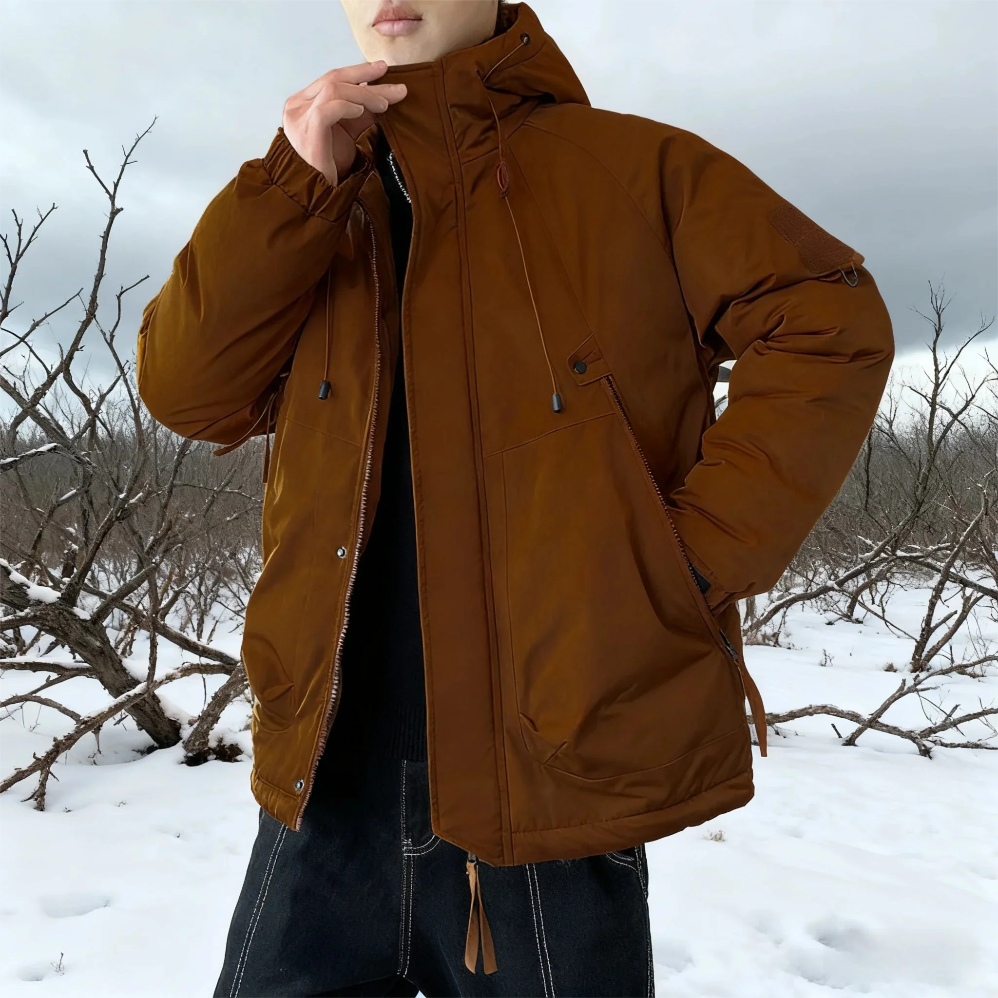 

Teen Boys' Oversized Cargo Puffer - 2025 Winter Coat with Multi-Pocket Design & Cloud-Loft Insulation (Relaxed Fit for Street St