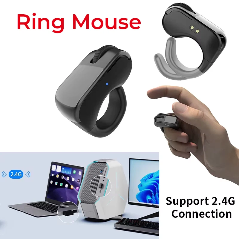 Ring Mouse Mini Light Weight Bluetooth 2.4G Dual-Mode Rechargeable Wide Compatible Remote Control Selfie Scan Short Video Speech