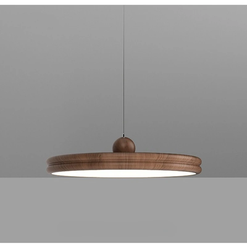 Walnut Restaurant Light for Medieval Wabi-Sabi Log Wind Creative Disc Design 2026 New Bar Bedside Chandelier Home Decor Pendant