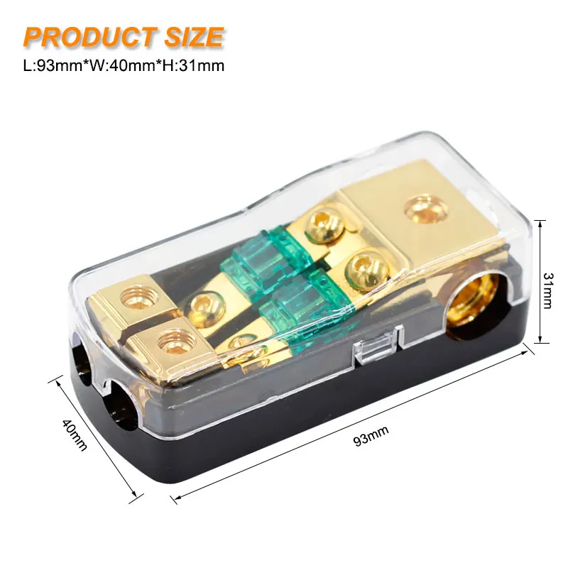 Car Audio Distribution Fuse Block, Mini ANL Fuse Box Holder Distribution Block (0-4GA)IN-(4-8GA)OUT 2/3/4 Way Fuses Holder 60A