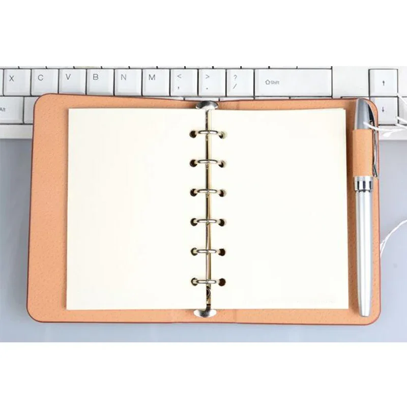 Mini A7 Notebook Cover Memo Pad Pocket Rings Planner Binder Loose Leaf Diary Travelers Notebooks and Journals Notebook PU Cover