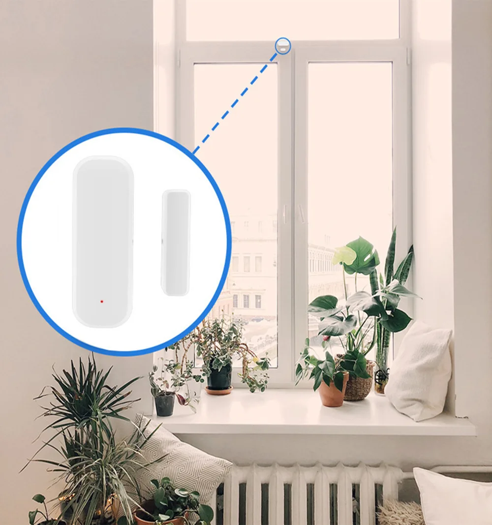 Tuya Zigbee كاشف مستشعر فتح نافذة الباب المغناطيسي اللاسلكي الذكي مع تنبيه إشعار التطبيق لحماية أمن المنزل