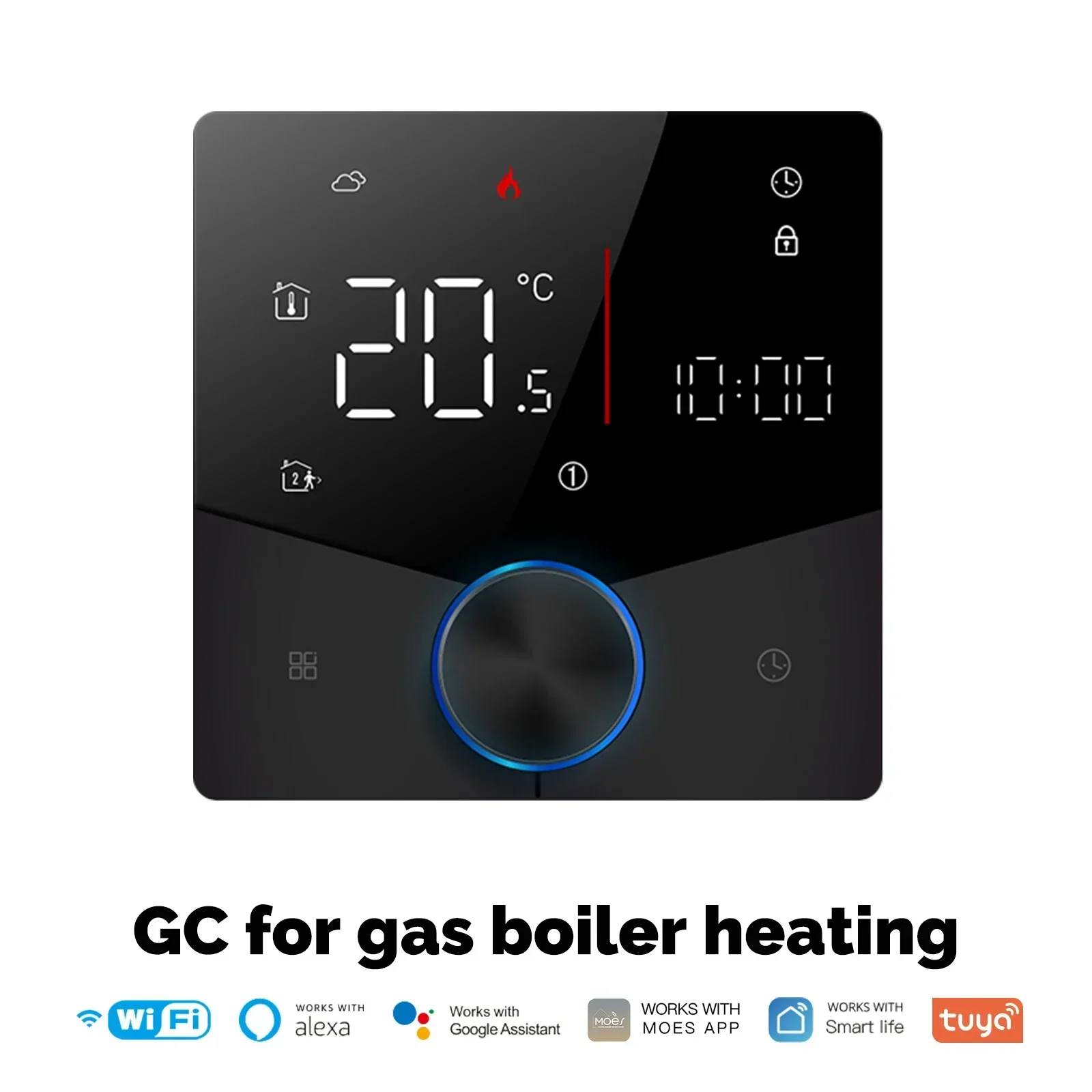 MOES WiFi Smart Heating Knob Thermostat LCD Display Touch Screen Temperature Controller For Water Gas Boiler Electric Heating image 3