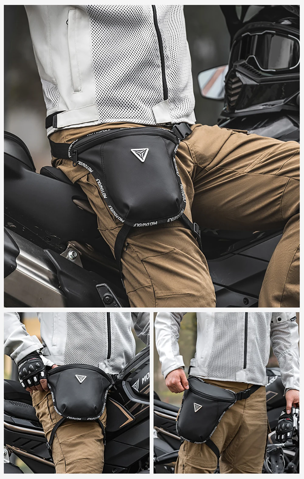 Riñonera para motocicleta, bolsa impermeable para pierna y bicicleta, ligera, informal, para montar en el muslo, deporte