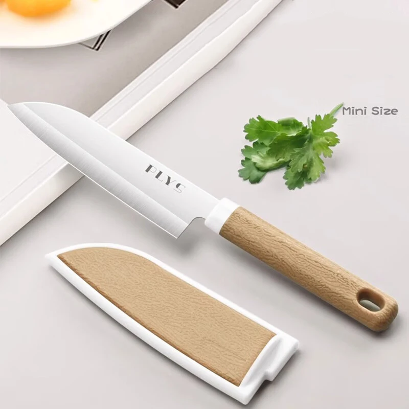 PLYS Stainless Steel Fruit Knife with Sheath, Household Melon and Fruit Cutting Knife Potluck Portable Pocket Knife