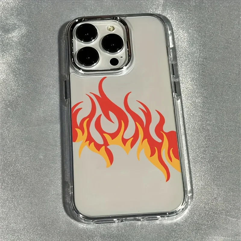 Shockproof Phone Case For Samsung Galaxy S25 S24 Plus S26 Ultra A56 A55 A57 A36 A37 A07 A06 A17 A26 Red Flame Korean Soft Cover