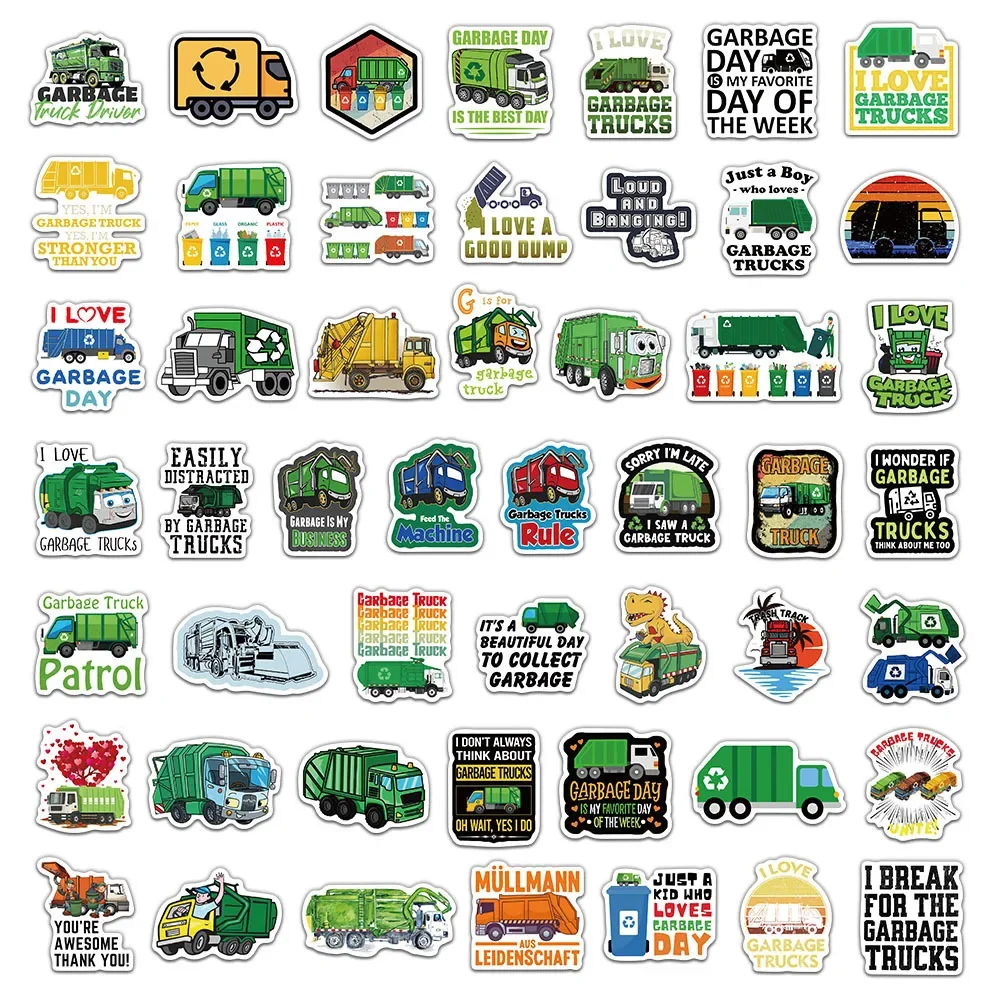 10/25/50pcs Graffiti Garbage Truck Stickers for DIY Scrapbooking Stationery Notebook Travel Luggage Water Bottle Phone Kids Toy