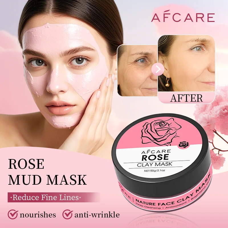 Mascarilla de arcilla de barro rosa, 80g, Reduce las líneas finas, limpieza profunda, antiarrugas, hidratante, cuidado de la piel, Cosméticos coreanos para el cuidado de la piel