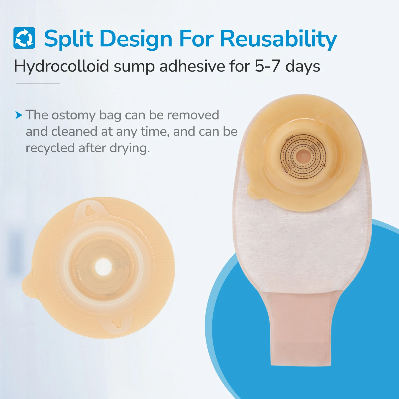 Manufacture Medical Disposable Ostomy Bag Two Pieces Colostomy Bag  Reusable Stoma Colostomy Bags Ostomy Drainable Pouch