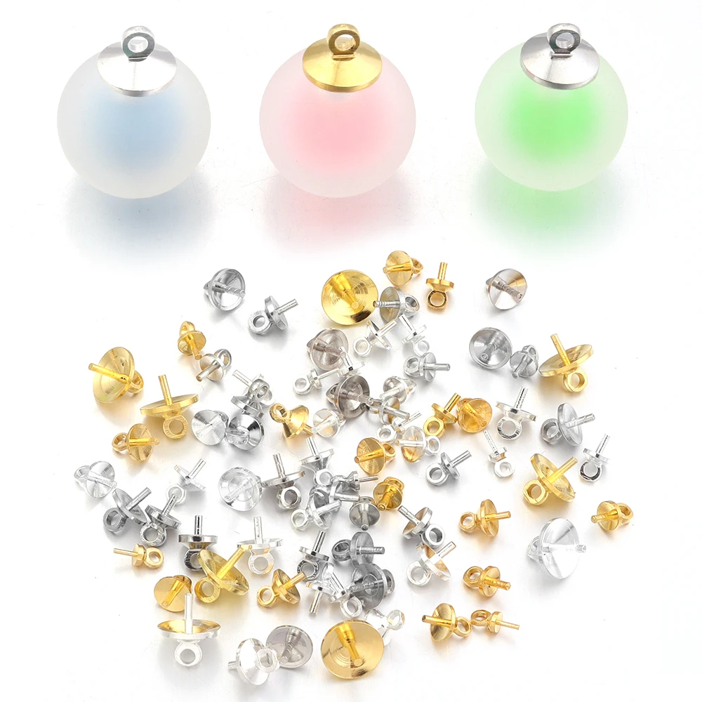 20-100pcs Brass Half hole Charms Eye Pins Beads End Caps Top Drilled Pendant Bails Findings Connectors For Jewelry Makings view 2