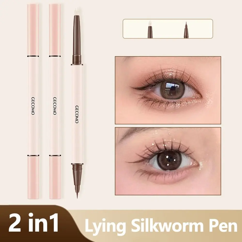 2w1 Dwugłowicowy leżący jedwabnik w pisaku Rozjaśniający błyszczący eyeliner w płynie Perłowy matowy rozświetlacz do twarzy