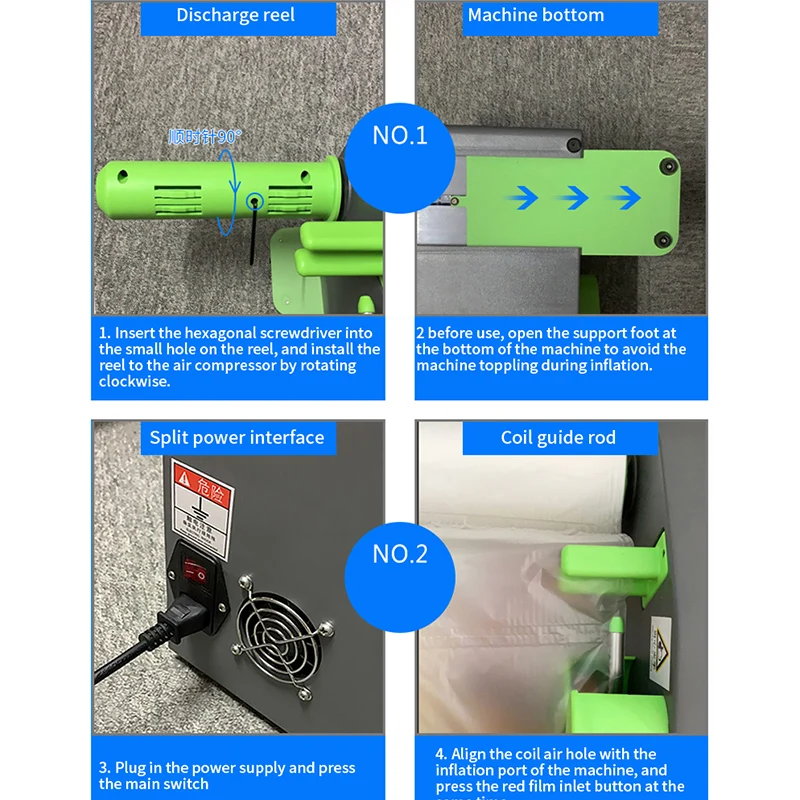 110V/220V Air Cushion Machine Bubble Wrap Machine Automatic Inflatable Packaging Machine Heat Sealing Air Pillow Bag Buffer