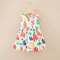 Girl Dress Cotton Summer Kids Clothes Girls Children Flower Dresses Sleeveless Princess Party Outfit Children's Clothing