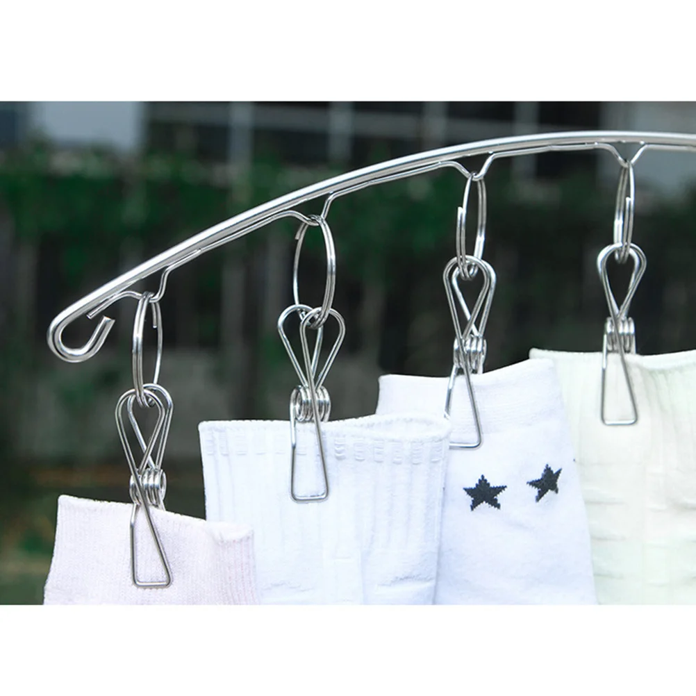 

8 Clips Stainless Steel Clothes Drying Hanger Heavy Duty Laundry Rack for Bras Socks Underwear Towels Gloves Scarves