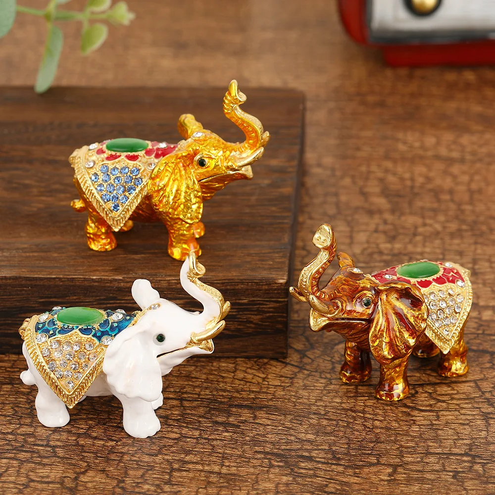 Elephant Shaped Jewelry Box Rhinestone Elephant Trinket Holder for Rings and Earrings Decor Organizer for Friends and Family
