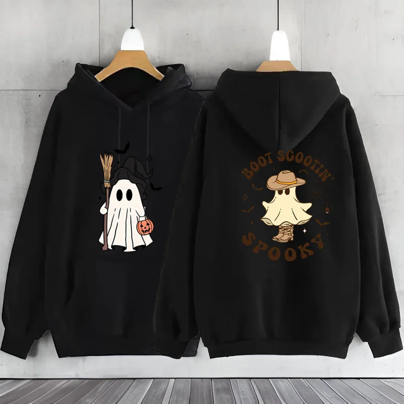 Halloween Ghost Y2k Hoodie Spooky Woman Clothing Hoodies Women\'s Sweatshirts Casual Halloween Long Sleeve Kawaii Ghost Hoodies