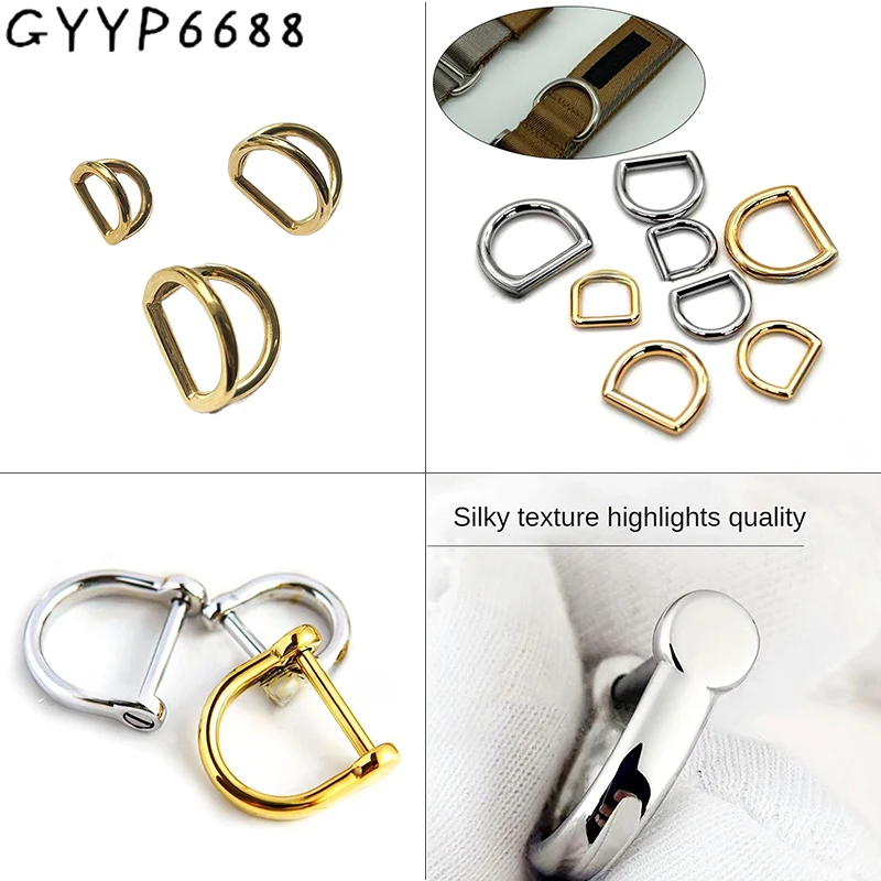 

10-50-100PCS Stainless Steel Metal Double D Ring Side Clip Clasp Buckles For Bags Belt Strap Connector Hanger Hook Accessories