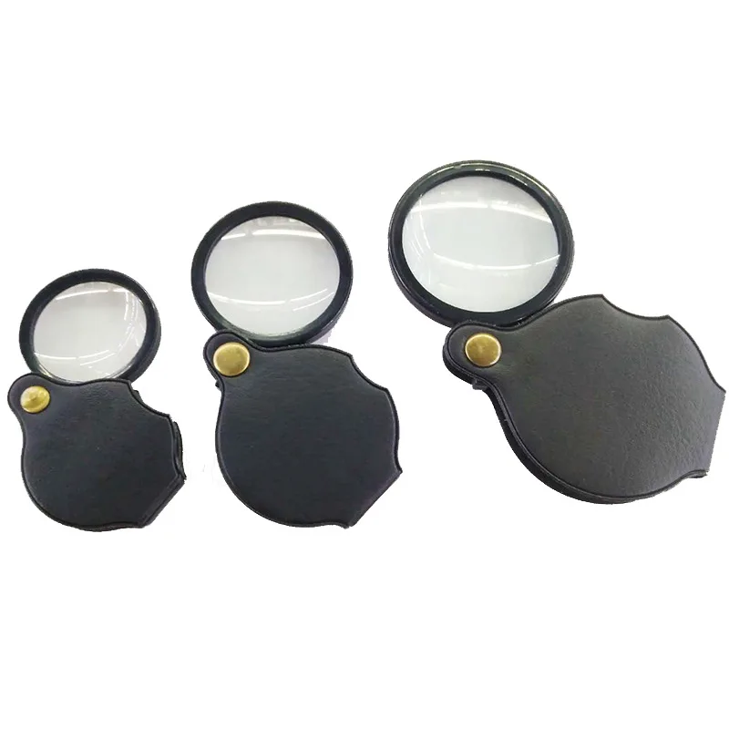 Portable Handheld Magnifier Foldable Loupe Pocket 6X 70Mm Old Man Reading High-Definition High-Power Leather Magnifying Glass