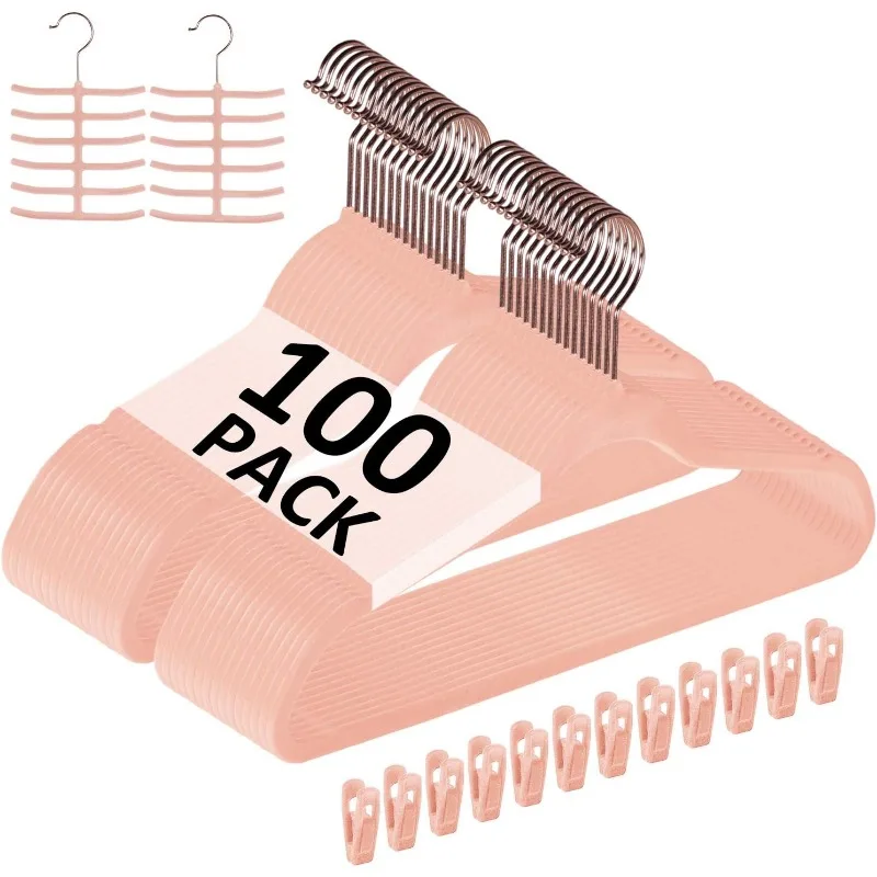 Imagem -04 - Terno de Cabides de Veludo Premium Cabides Resistentes Antiderrapante Economia de Espaço com 12 Clipes de Dedo Rack 2tie Excelente para 100 Pack