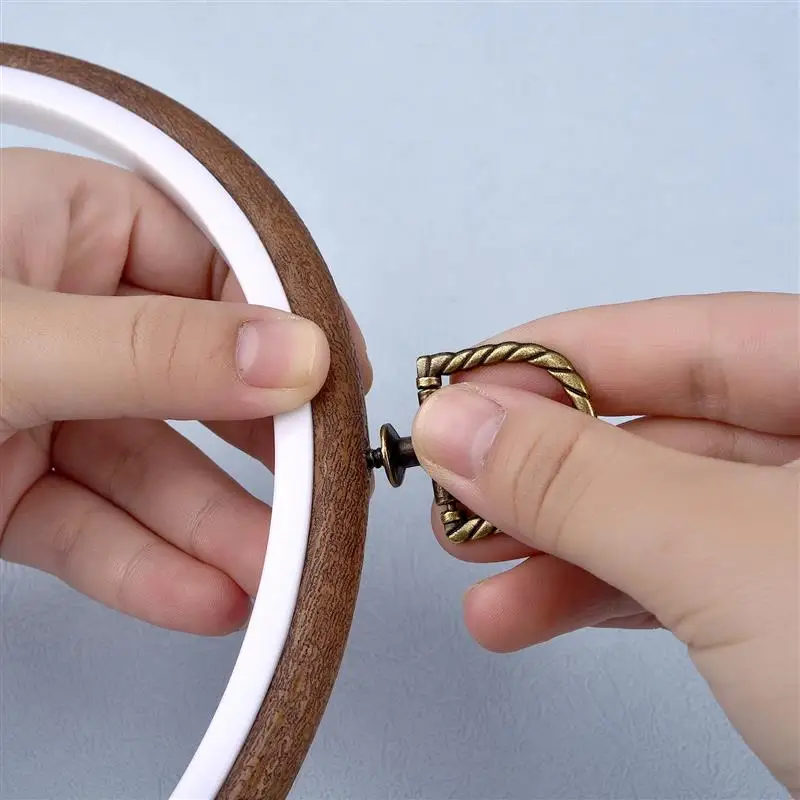 Sewing Tool Round Oval Wooden Color Embroidery Hoops Frame Set Plastic Embroidery Hoop Rings For DIY Cross Stitch Needle Craft