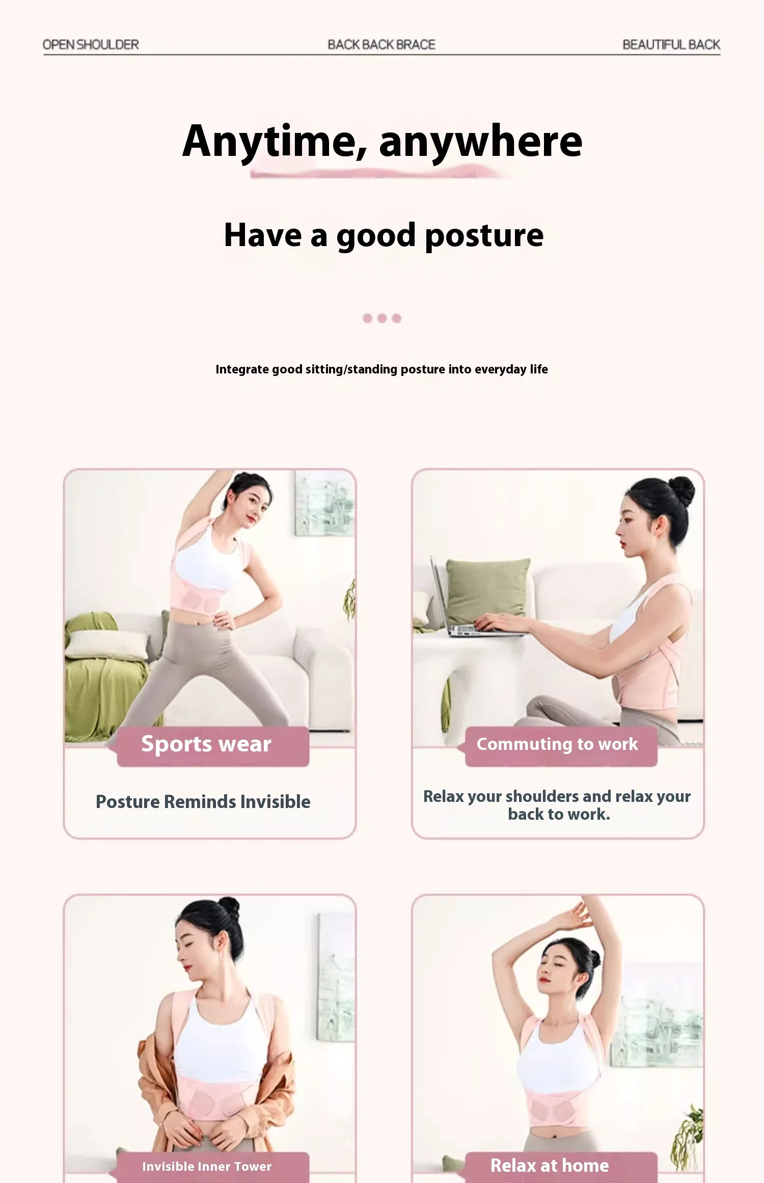 Description Picture 6 of itemCorset for Women Ajustable Back Posture Corrector Spine Corrector Shoulder Brace for Office Gym Yoga Back Support Belt Work Out